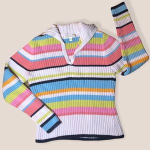 Vintage Tommy Hilfiger Colorful Striped Sweater Sz XL